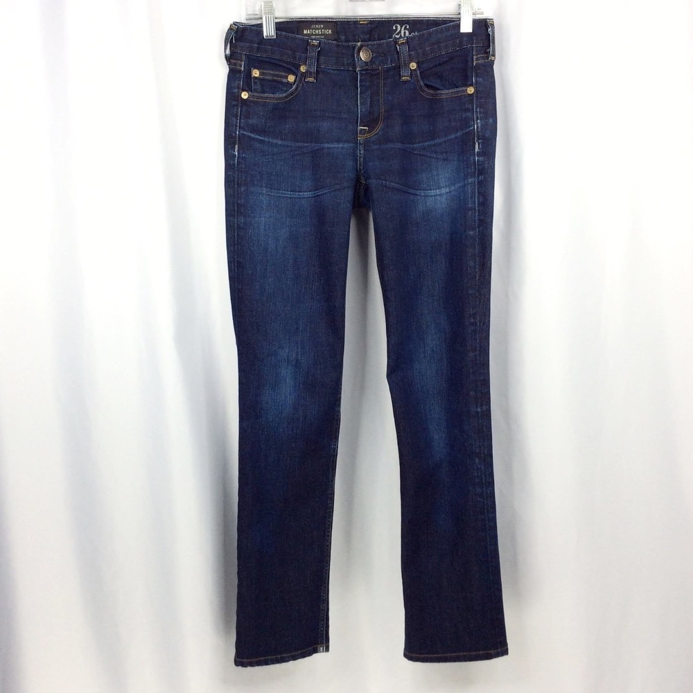 J. Crew Matchstick Womens 26 Short Dark Wash Straight Leg Jeans Slim Low Rise
